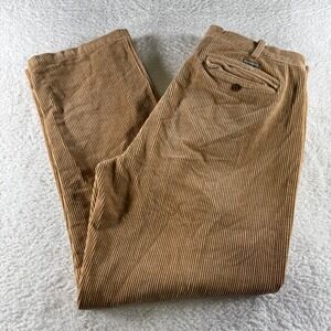 Vintage Woolrich Pants Mens 36x32 Khaki Cotton Corduroy Pleated Relaxed Fit